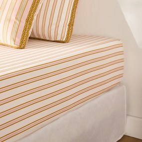 Hoeslaken in perkalkatoen 30 cm, gestreept, Alison