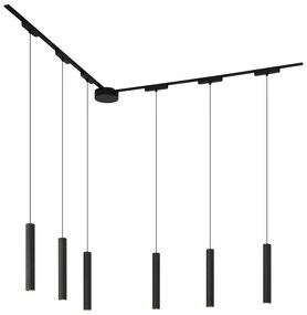 LED Modern railsysteem met 6 hanglampen zwart 1-fase - Magnetic Cassie Modern Binnenverlichting Lamp