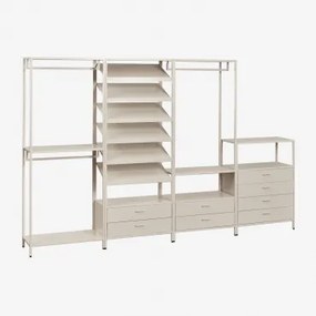 Janine 4-delige Open Modulaire Kledingkast Met Stalen Lades Tapioca Beige - Sklum