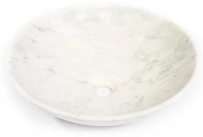 Saniclass Dia Waskom - 42x42x12cm - rond - natuursteen marmer - Gepolijst wit