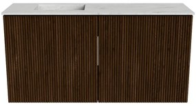 Mondiaz Joya DLux 80cm toiletmeubel walnut met wastafel faye links zonder kraangat opalo