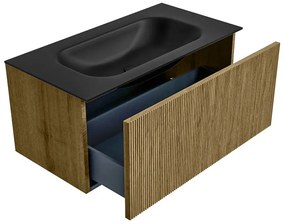 Mondiaz Kurve 90cm badmeubel dusk met 1 lade en wastafel big small midden zonder kraangat urban