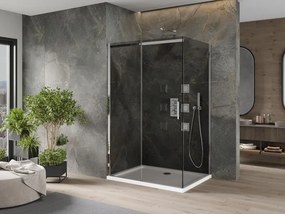 Mexen Omega schuifdouchecabine 100 x 90 cm, grafiet, chroom + Flat douchebak, wit - 825-100-090-01-40-4010