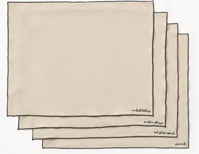 Linnen cocktailservetten Cosmo met borduursel, 4 stuks