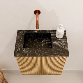 Mondiaz Joya DLux 40cm toiletmeubel oak met wastafel faye links zonder kraangat lava