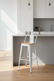 Kruk Torix met rugleuning van natuurlijk hout