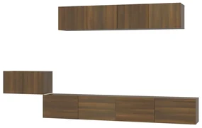 vidaXL 5-delige Tv-meubelset bewerkt hout bruineikenkleurig