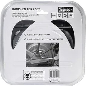 Inbus + torx sleutelset 18 dlg profi box