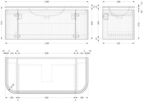 Lambini Designs Eleganza rond badmeubel 120cm acacia met ribbelfront en wastafel met kraangat