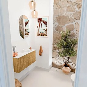 Mondiaz Joya 80cm toiletmeubel oak met wastafel faye rechts 1 kraangat talc