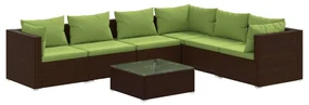 vidaXL 7-delige Loungeset met kussens poly rattan bruin