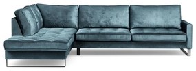 Rivièra Maison - West Houston Corner Sofa Chaise Longue Left, velvet, petrol - Kleur: blauw