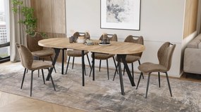 Mazzoni EXPANSO Artisan Eiken / zwarte poten - OVALE UITSCHUIFTAFEL 160-360 cm VOOR 16-18 PERSONEN