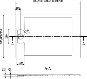 Mexen Otto rechthoekige SMC douchebak 100 x 90 cm, wit - 4N109010