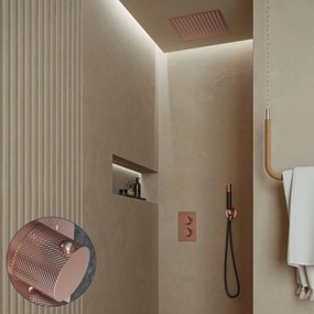 Saniclear Cube Curved Pro inbouw regendouche met inbouw douchekop 30x30cm en staafhanddouche geborsteld koper