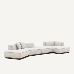 Open bank met hoek rechts met voetensteun in linnenfluweel, JACOPO