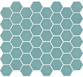 The Mosaic Factory Valencia hexagon glasmozaïek tegels 28x33 turquoise mat