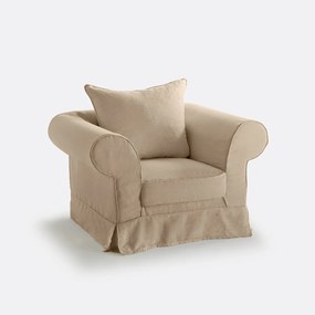 Fauteuil in dik linnen, uitstekend comfort, Adelia