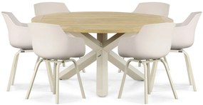 Tuinset 6 personen 160 cm Kunststof Taupe Lifestyle Garden Furniture Salina/Rockville