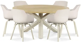 Tuinset 6 personen 160 cm Kunststof Taupe Lifestyle Garden Furniture Salina/Rockville