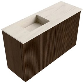 Mondiaz Joya DLux 70cm toiletmeubel walnut met wastafel faye links zonder kraangat meli