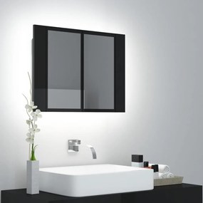 vidaXL Badkamerkast met spiegel en LED 60x12x45 cm hoogglans zwart