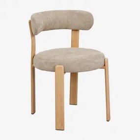 Jolie Eetkamerstoel In Chenillestof Bruin – Natuurlijk Hout & Stof Chenille Bruin - Tarwe - Sklum