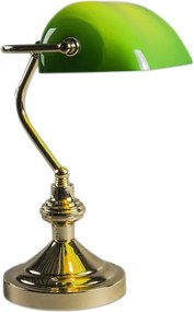 Klassieke tafellamp/notarislamp messing met groen glas - Banker Art Deco, Klassiek / Antiek, Retro E27 rond Binnenverlichting Lamp