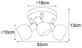 Smart plafondSpot / Opbouwspot / Plafondspot zwart met smoke glas incl. 3 Wifi P45 - Vidro Art Deco E14 rond Binnenverlichting Lamp