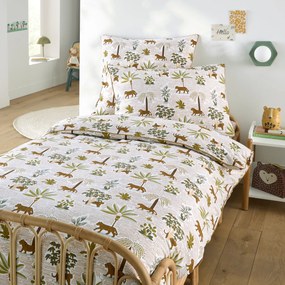 Kussensloop voor kinderen, gewassen katoen, jungleprint, WILA