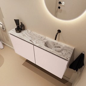 Mondiaz Ture DLux toiletmeubel 100cm rosee met wastafel glace rechts zonder kraangat