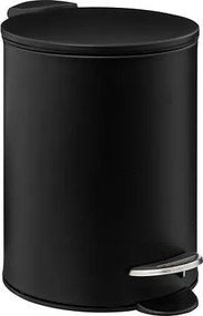 5Five kleine vuilnisbak'Colorama'Metaal 3L - Pedaalemmer mat Zwart - Afvalbak met softclose - dia.17 x h25cm