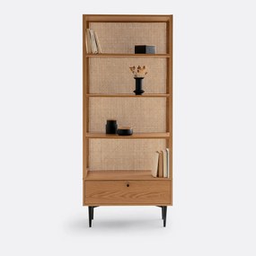 Boekenkast in eik en rotan, Noya