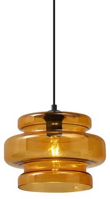 Retro hanglamp zwart met oranje glas - Denise Retro E27 rond Binnenverlichting Lamp