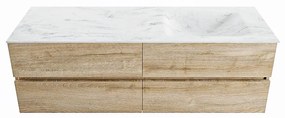 Mondiaz Vica DLux badmeubel 150cm washed oak 4 lades met wastafel opalo rechts 1 kraangat