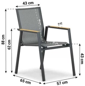 Tuinstoel stapelbaar Aluminium/Textileen /Aluminium/textileen Grijs-antraciet Lifestyle Garden Furniture Fiora