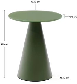 Kave Home Wilshire Ronde Bijzettafel Mat Glas Groen 30 Cm - 30 X 30cm.
