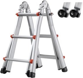 VEVOR Telescopische Ladder met A-Frame, 2880 mm Compacte Aluminium Uitschuifladder, Draagbare Opvouwbare Multifunctionele Ladder, Aanleunladder voor Huiswerk, Trappen, Binnen- &amp; Buitendaken, tot 150 kg