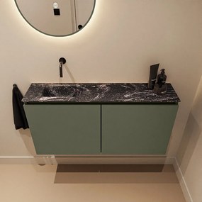 Mondiaz Ture DLux toiletmeubel 100cm army met wastafel lava links zonder kraangat