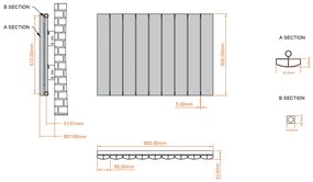 Eastbrook Tordino radiator 85x60cm aluminium 927W wit mat