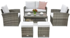 Garden Point tuinmeubelen Monaco Coffee 4 + 2 poefs grijs