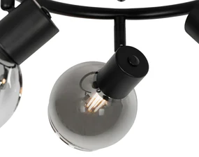 Smart plafondSpot / Opbouwspot / Plafondspot zwart met smoke glas 3-lichts incl. Wifi P45 - Vidro Art Deco E14 rond Binnenverlichting Lamp
