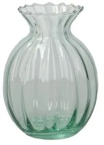 Vaas, ribbels, groen glas, 12 cm
