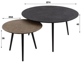 Salontafel Set Rond Metallic - 74 X 74cm.