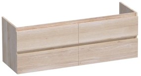 BRAUER Solution Wastafelonderkast - 140x46x50cm - 4 softclose greeploze lades - 2 sifonuitsparing - hout - white oak OK-MES140WO