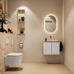 Mondiaz Ture DLux toiletmeubel 60cm linen met wastafel frappe midden zonder kraangat