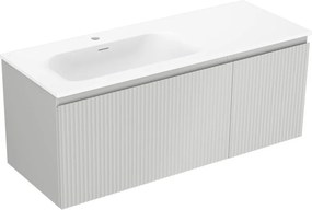 Mexen Rivel badkamerkast 120 cm met wastafel Vela links, 1S, 1D, geribbeld, grijs mat/wit mat - 91A23-12047-3-BBFF62-W23L01