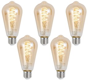 Set van 5 Smart E27 dimbare LED lampen ST64 amber 4.9W 320 lm 2500K