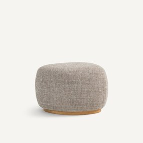 Voetsteun, poef in gemêleerde stof en massief eiken onderstel, JERRY