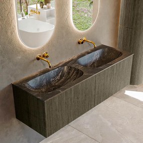 Mondiaz Kurve-dlux 140cm badmeubel shadow met 2 lades en wastafel stor small dubbel zonder kraangat lava